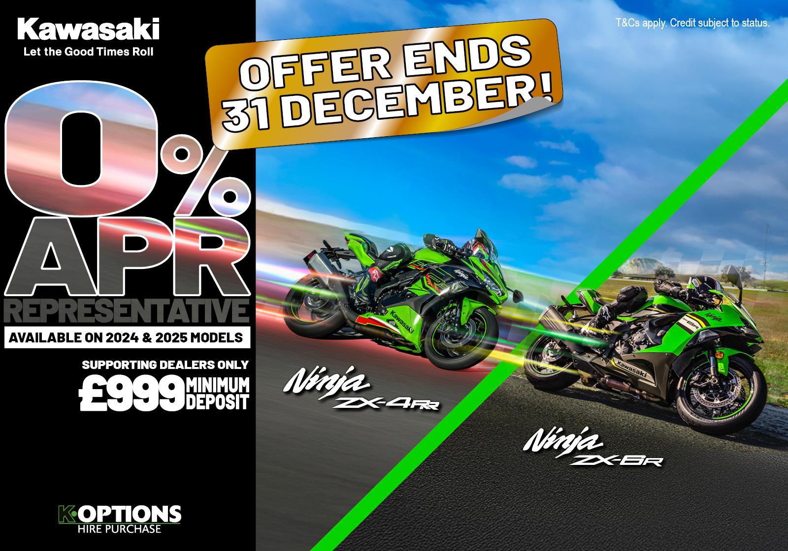 Ninja ZX-4RR and Ninja ZX-6R now available with 0% HP and 3.9% PCP