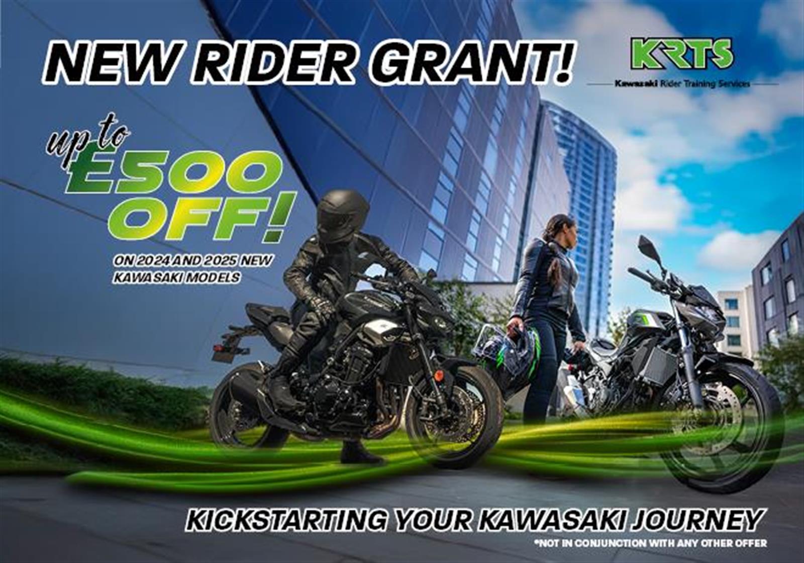 شراء منحة Kawasaki الجديدة المتسابق بخصم 500 جنيه إسترليني كحد أقصى على دراجة جديدة