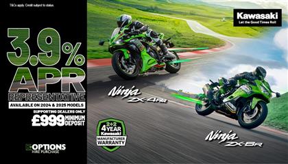Ninja ZX-4RR and Ninja ZX-6R now available with 3.9% HP and 5.9% PCP APR Representative