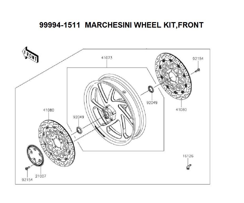 Genuine Kawasaki Marchesini lightweight front wheel kit for 