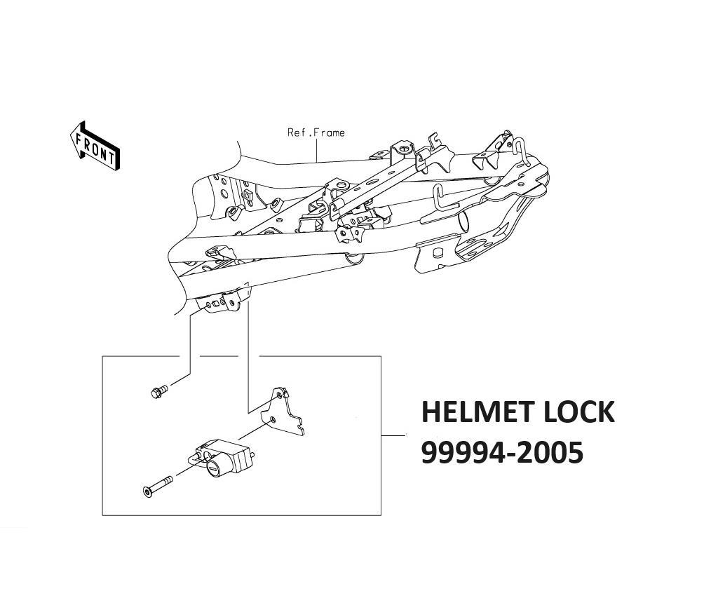 Genuine Kawasaki accessory helmet lock for Z500 and Ninja 500 