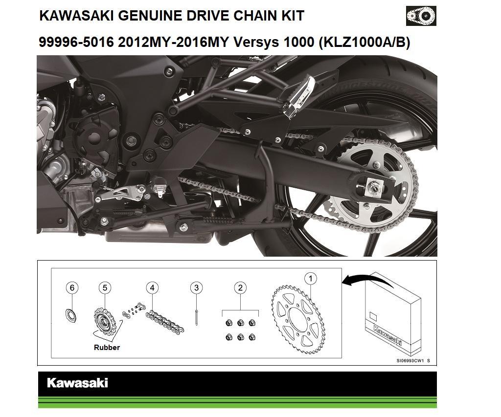 Genuine Kawasaki chain kit 99996-5011 Z800 (ZR800A/B/C/D) 99996-5013 ...