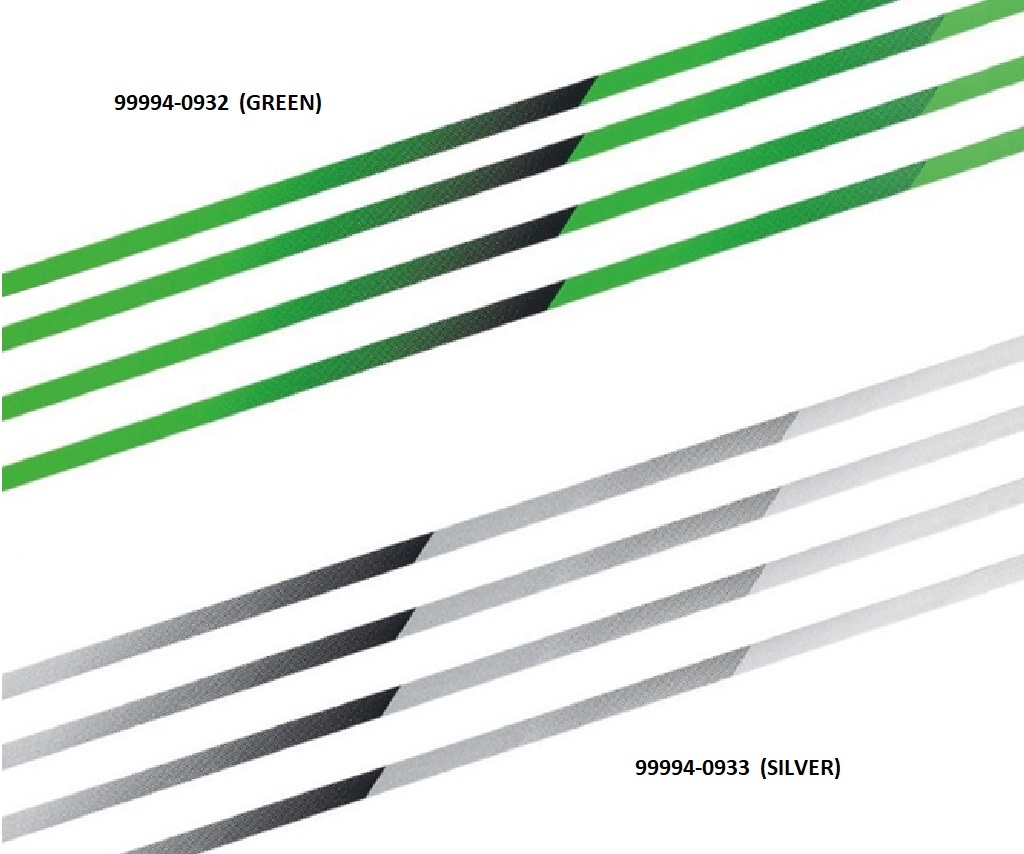 Genuine Kawasaki wheel rim tapes in green 999940932 and silver 99994
