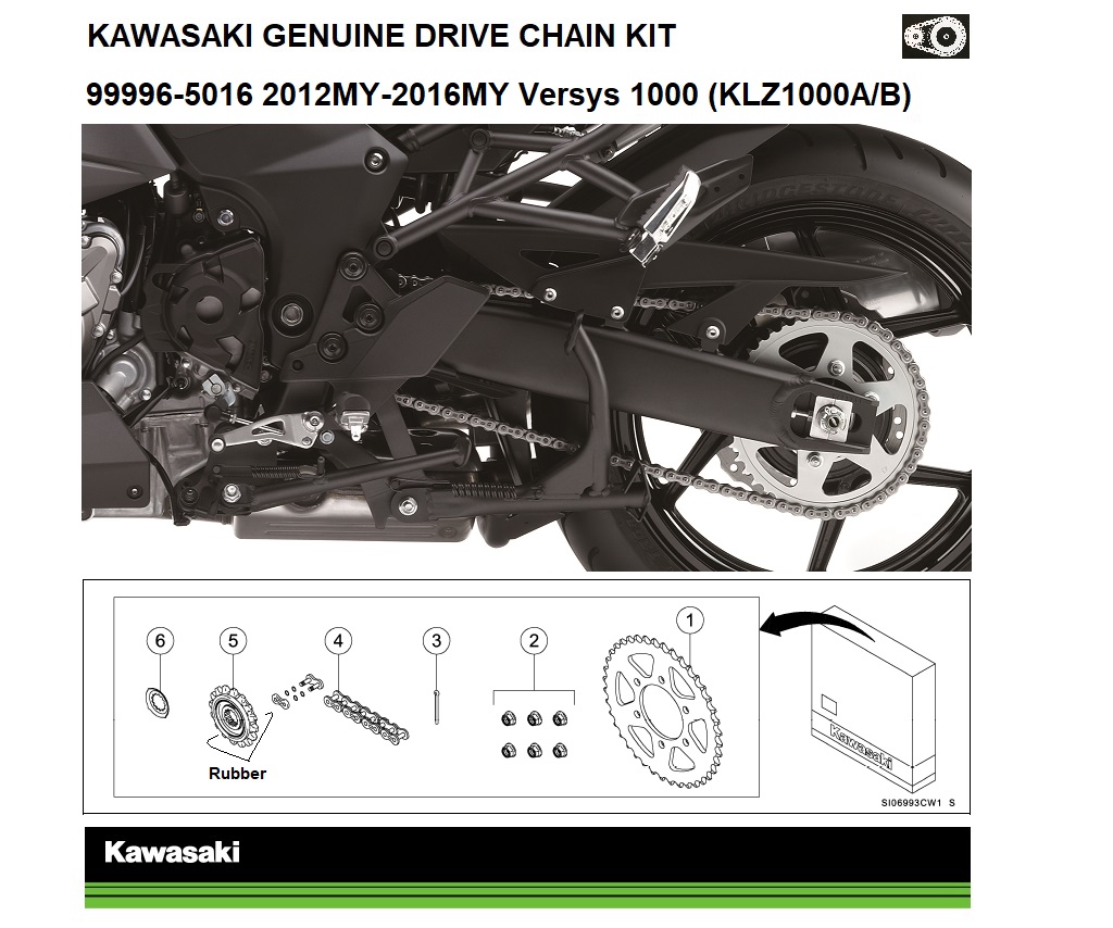 Genuine Kawasaki chain kit 999965011 Z800 (ZR800A/B/C/D) 999965013