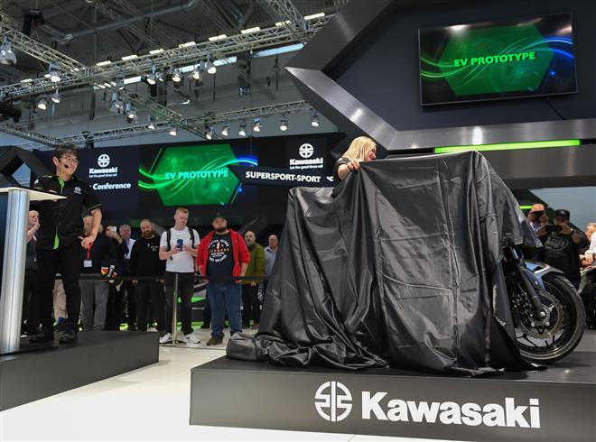 Kawasaki unveils EV production prototype at Intermot 